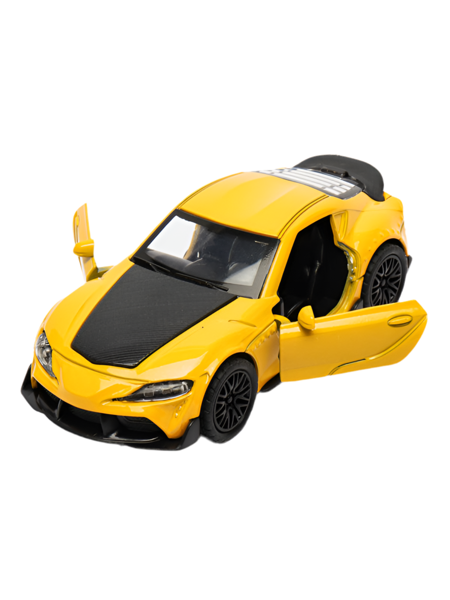 Toyota Supra 1:36 Die-Cast Metal Toy Car — Gray & Yellow