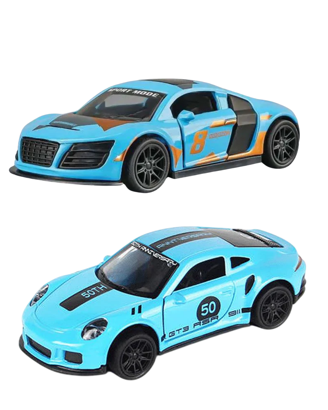Die-Cast Cars Combo | Audi & Porsche 1:43 Pull Back Toy Cars (Ages 3-7)