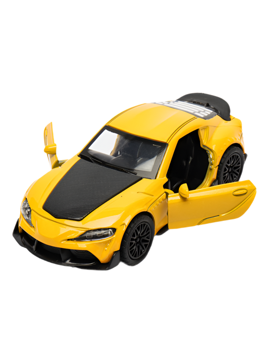 Toyota Supra 1:36 Die-Cast Metal Toy Car — Yellow & Gray