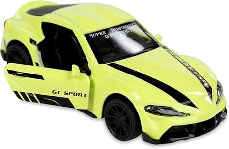 Toyota Supra 1:43 Die-Cast Metal Toy Car in Green — Pull Back &  Openable Doors (Ages 3-7)