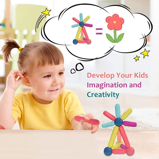 Magnetic Sticks and Balls Building Set — Set of 42 or 84 Pcs (Ages 3-7)