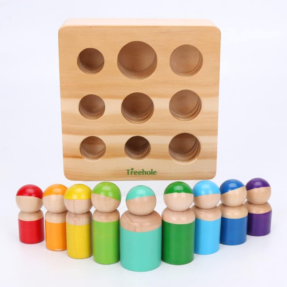 Wooden Shape Sorting Toy — Montessori Doll Figures for Toddlers