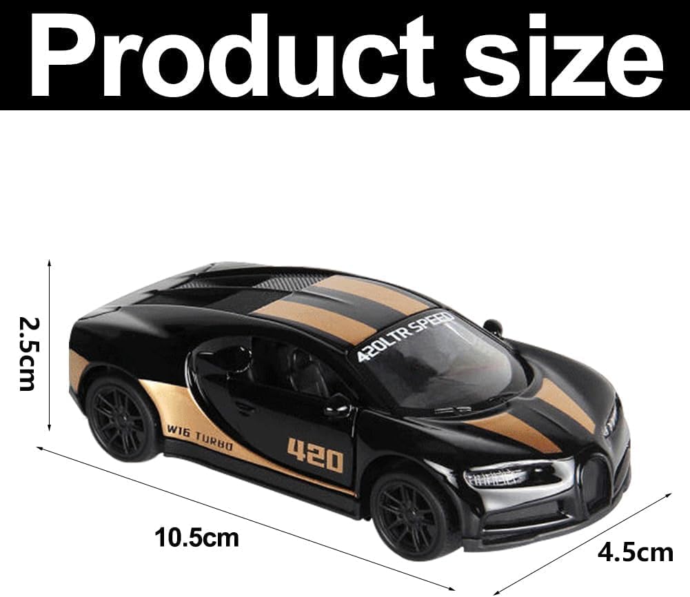 Bugatti 1:43 Die-Cast Metal Toy Car — Openable Doors & Pull-Back