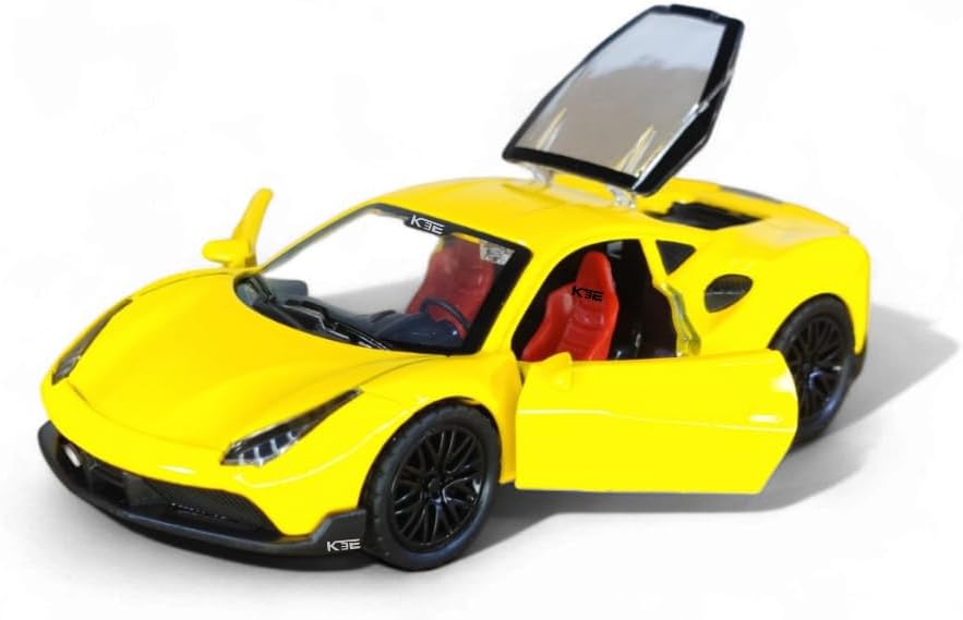 Ferrari 1:36 Die-Cast Metal Toy Car — Yellow & Red | Pull Back