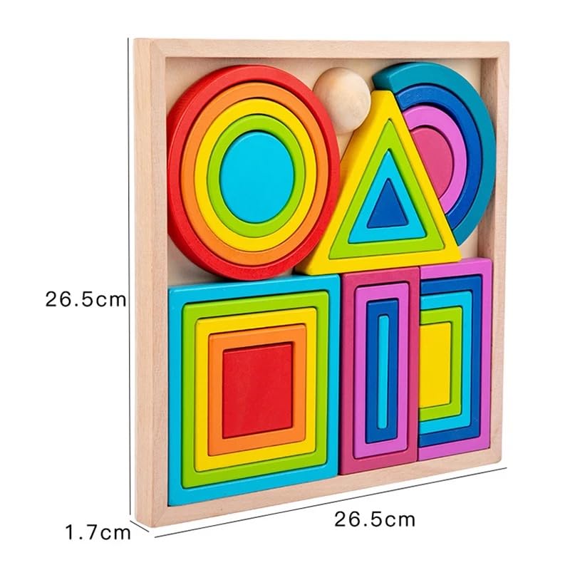 Wooden Rainbow Stacking Toy 27 Pcs — Montessori Shape Sorter for Kids