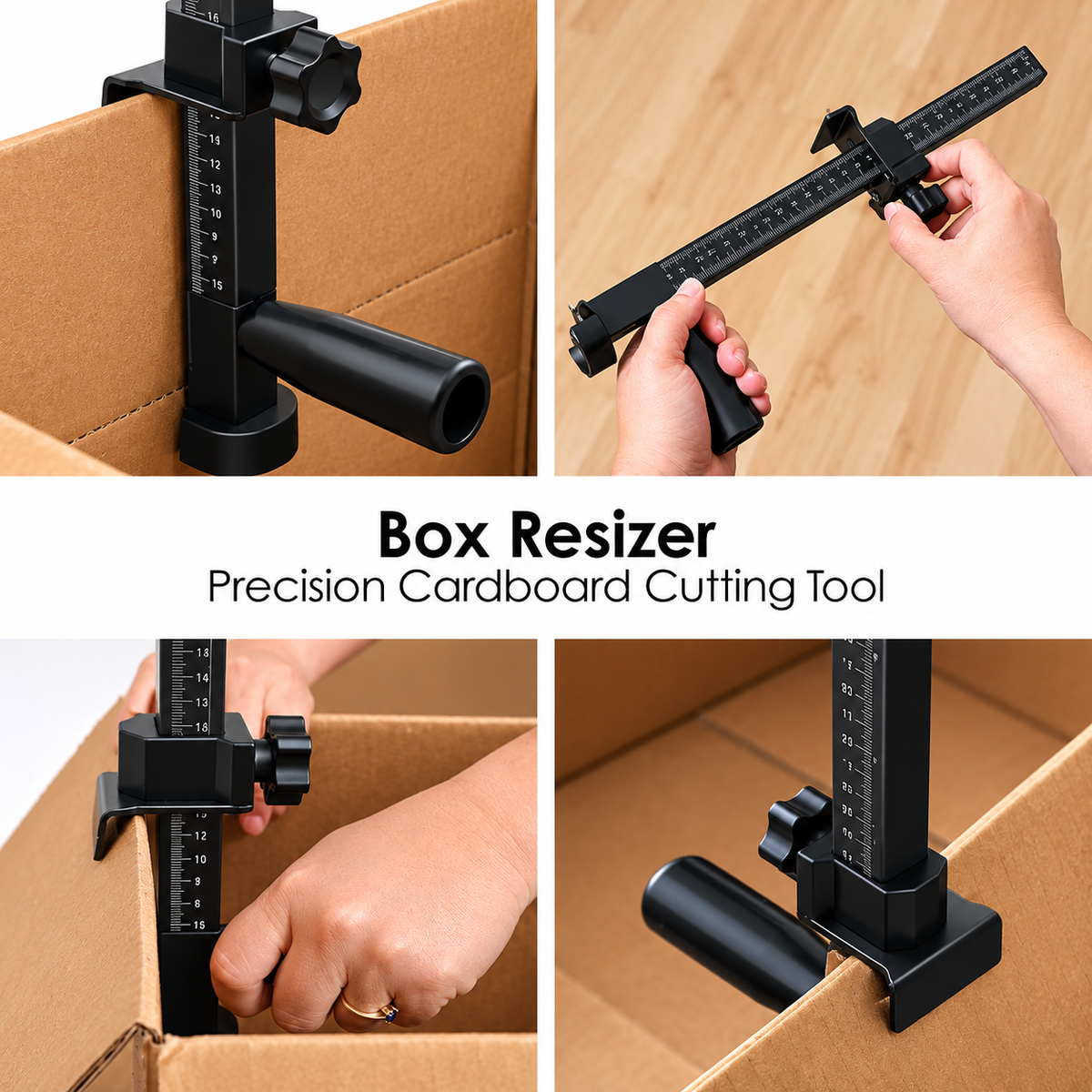 Adjustable Box Resizer & Cardboard Scoring Tool – Black
