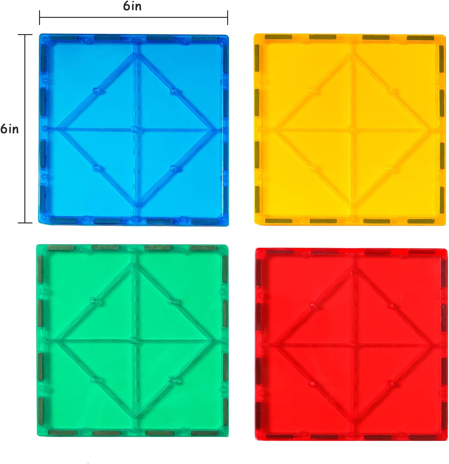 Large Square Magnetic Tiles 4 Pcs — Compatible Expansion Set for Kids