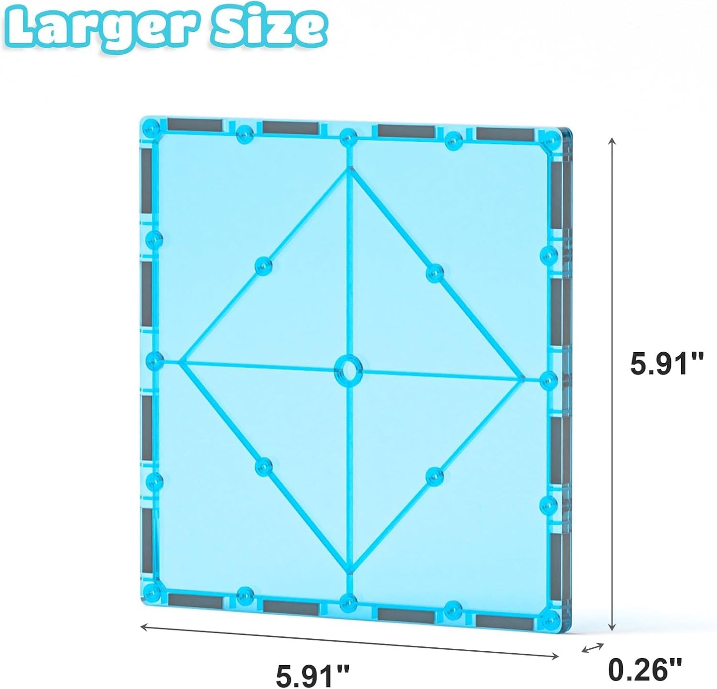 Magnetic Tiles 4 Large Squares + 2 Car Chassis — Expansion Set for Kids (Ages 3-7)
