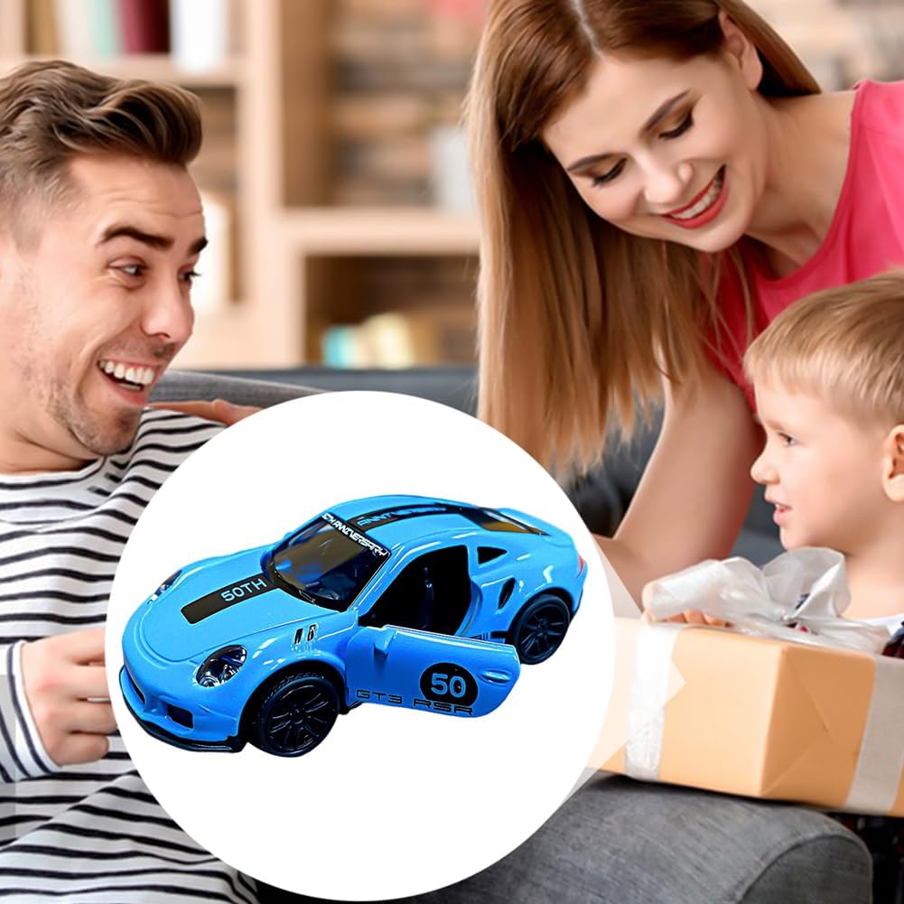 Porsche 1:43 Die-Cast Metal Toy Car in Blue — Pull Back & Openable Doors (Ages 3-7)