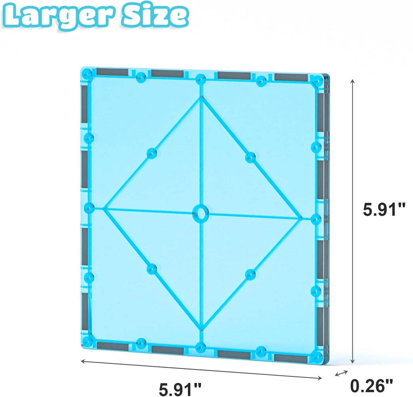Large Square Magnetic Tiles 4 Pcs — Compatible Expansion Set for Kids