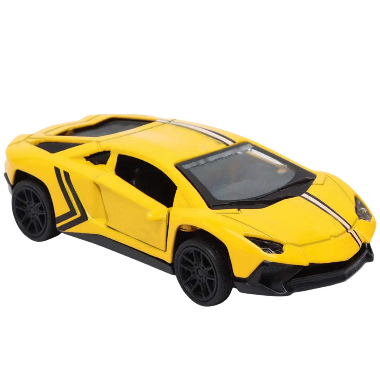 Ferrari 1:43 Die-Cast Metal Toy Car — Pull Back & Openable Doors | Red & Yellow (Ages 3-7)