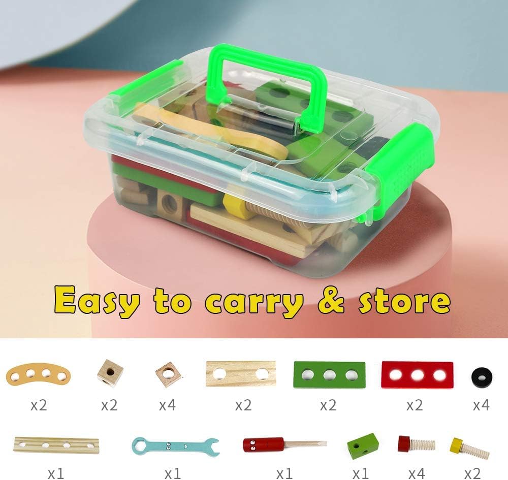 Wooden Tool Kit for Kids 3-6 Years | 28-Piece STEM Building Set