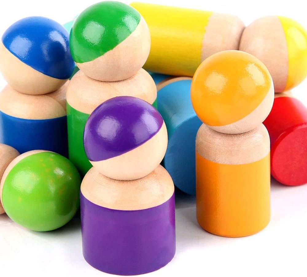 Wooden Shape Sorting Toy — Montessori Doll Figures for Toddlers
