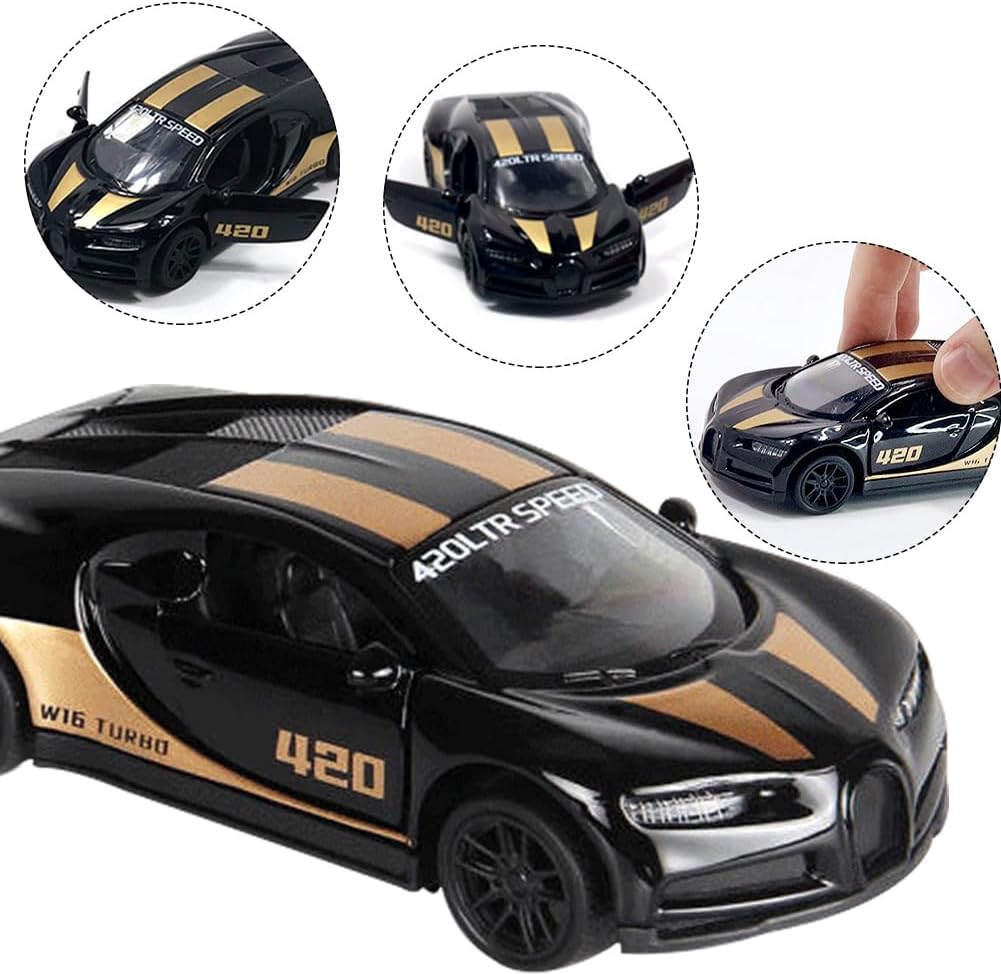 Bugatti 1:43 Die-Cast Metal Toy Car — Openable Doors & Pull-Back