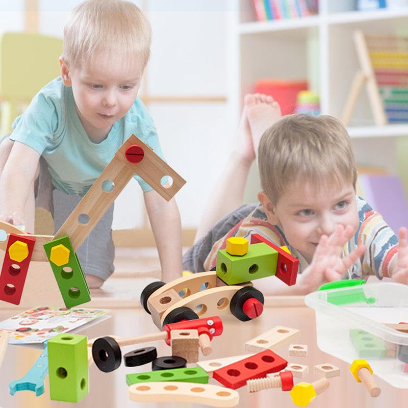 Wooden Tool Kit for Kids 3-6 Years | 28-Piece STEM Building Set