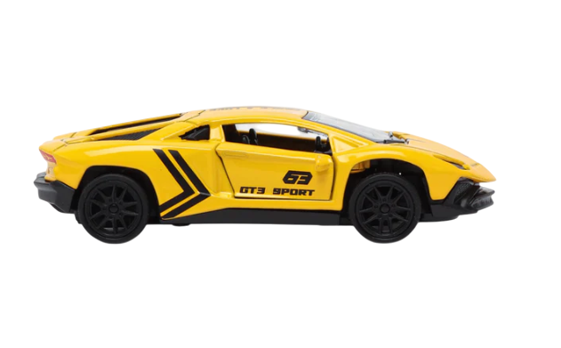 Ferrari 1:43 Die-Cast Metal Toy Car — Pull Back & Openable Doors | Red & Yellow (Ages 3-7)