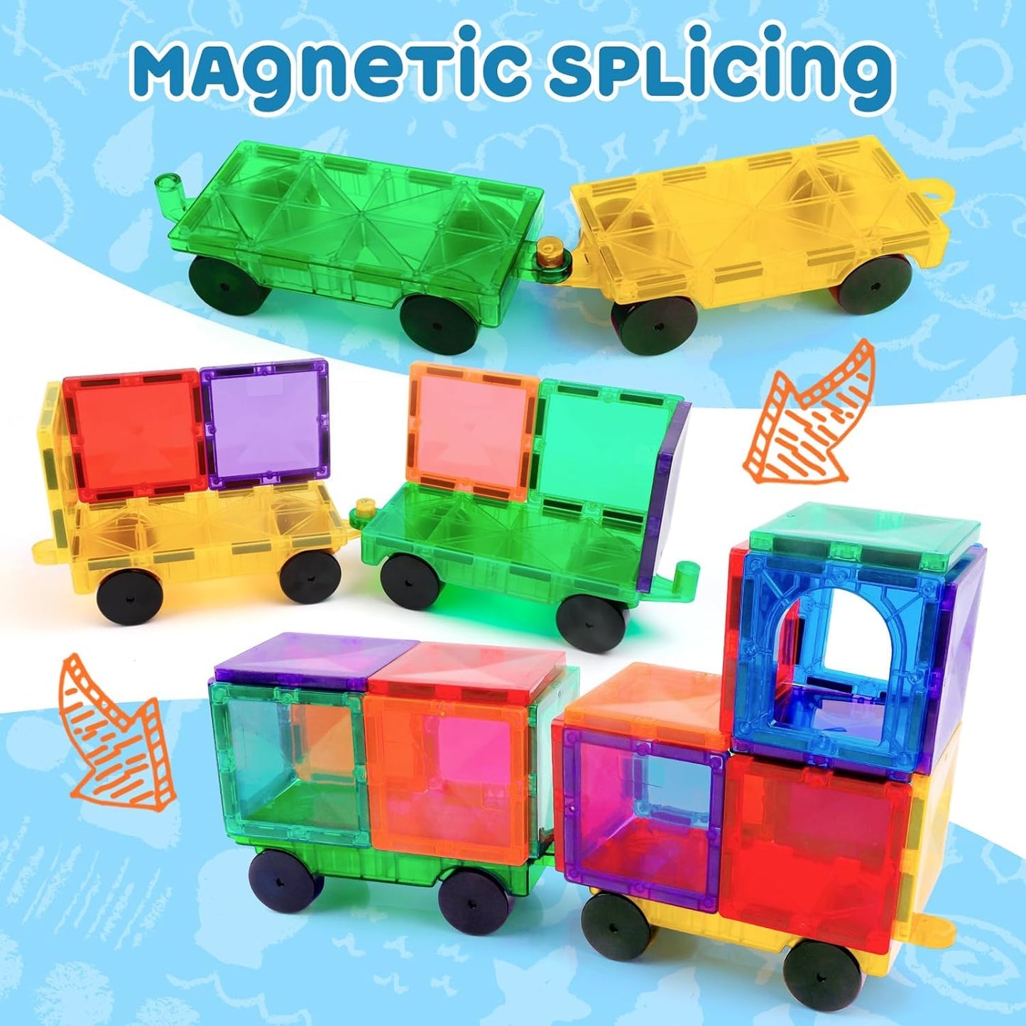 Magnetic Tiles Car Chassis 2 Pcs — Compatible Add-On Set | Random Colours (Ages 3-7)