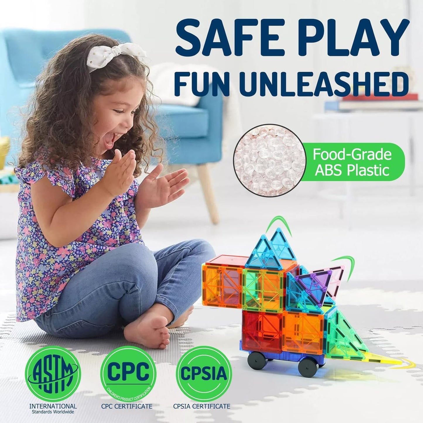 Magnetic Tiles Car Chassis 2 Pcs — Compatible Add-On Set | Random Colours (Ages 3-7)