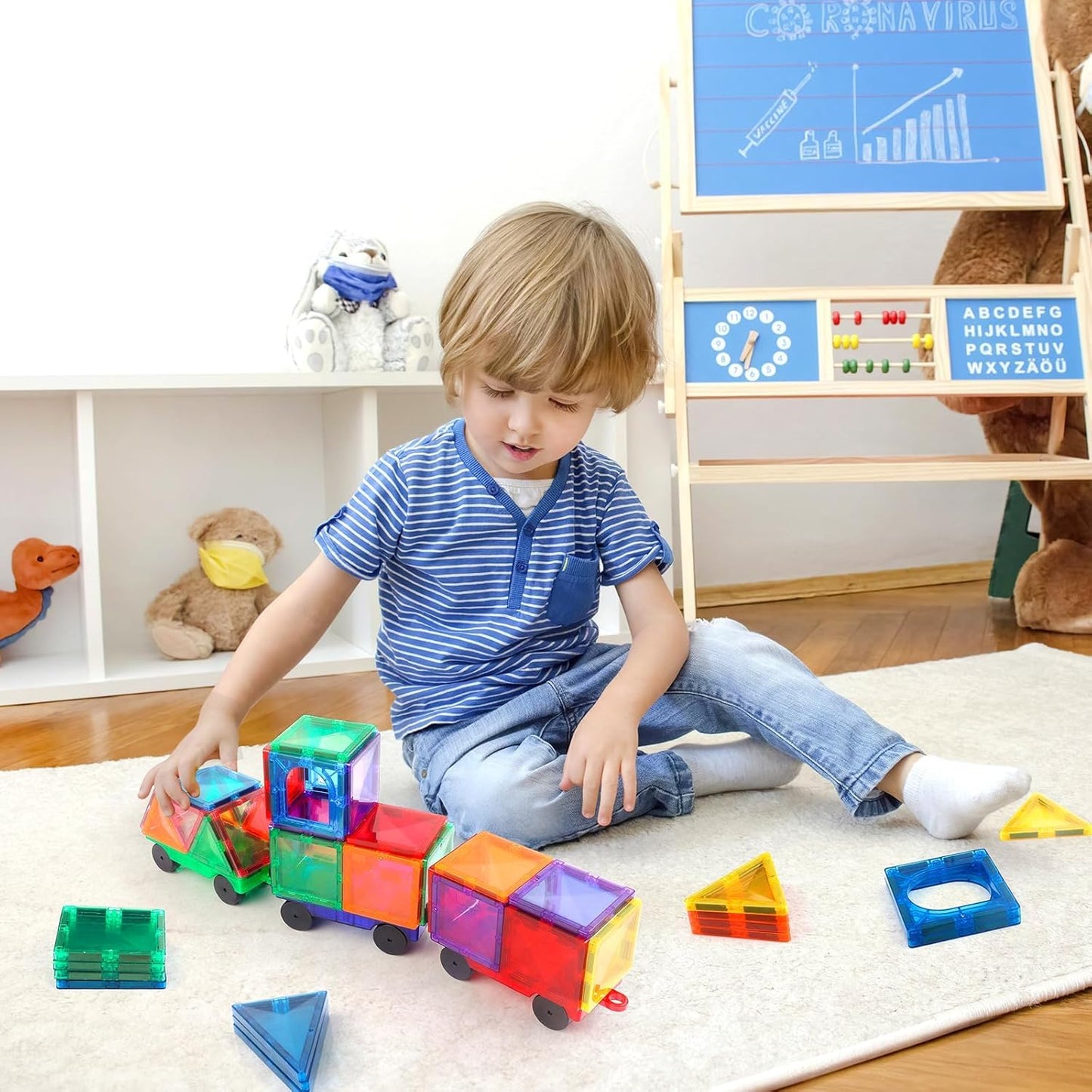 Magnetic Tiles Car Chassis 2 Pcs — Compatible Add-On Set | Random Colours (Ages 3-7)