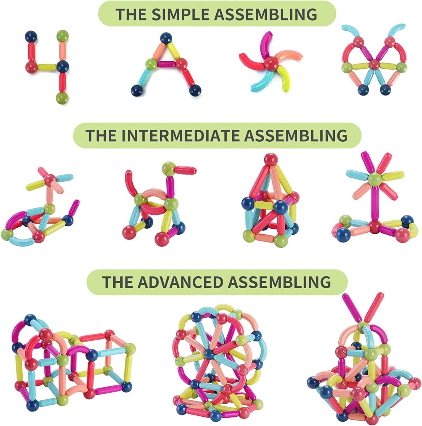 Magnetic Sticks and Balls Building Set — Set of 42 or 84 Pcs (Ages 3-7)