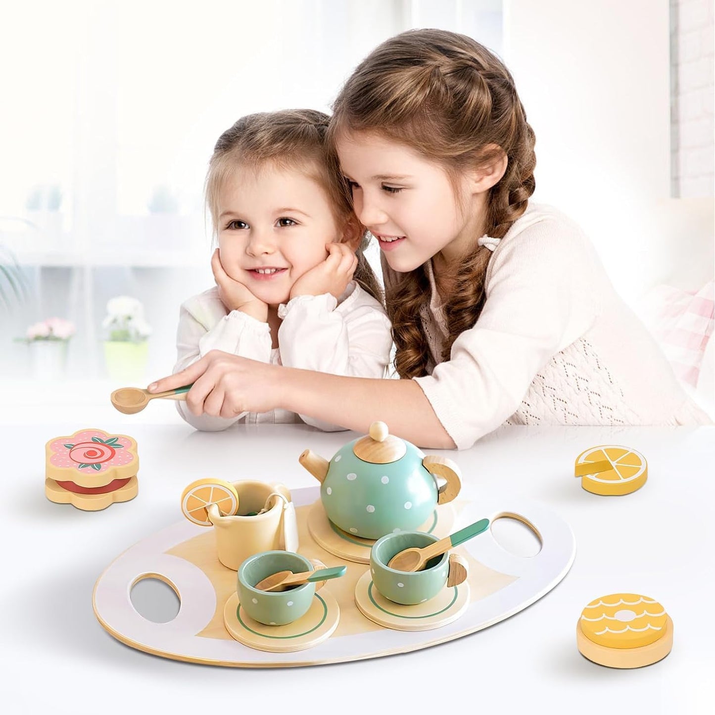 Wooden Afternoon Tea Party Set 15 Pcs — Pretend Play for Kids (Ages 3-7)
