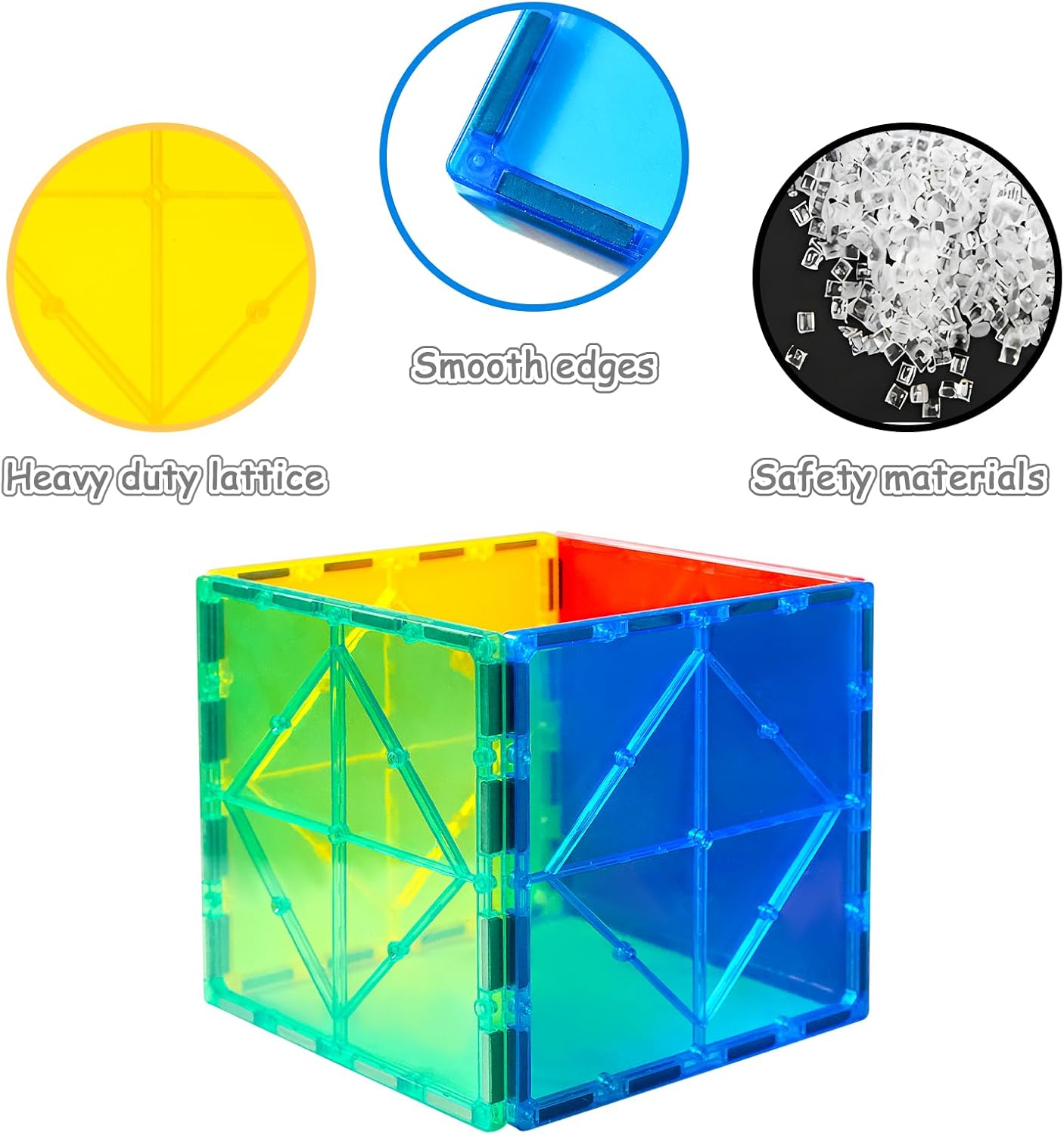 Large Square Magnetic Tiles 4 Pcs — Compatible Expansion Set for Kids