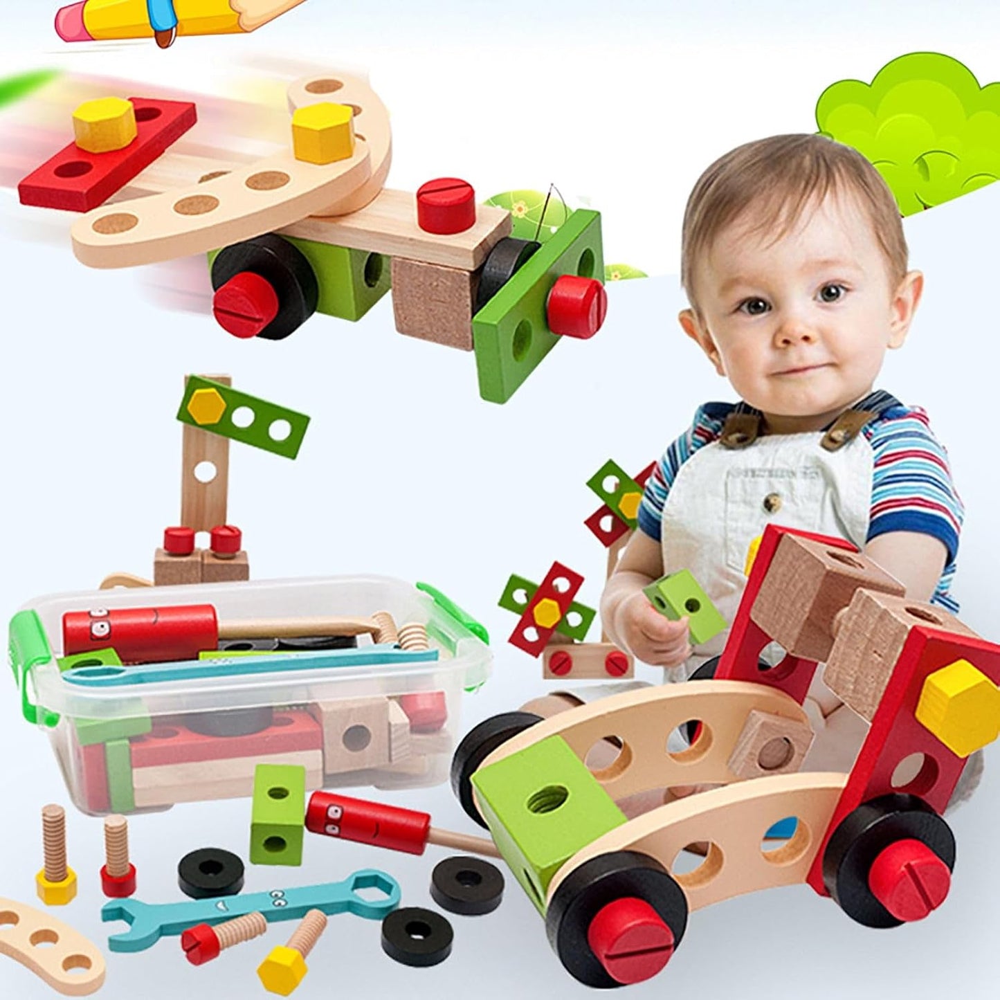 Wooden Tool Kit for Kids 3-6 Years | 28-Piece STEM Building Set