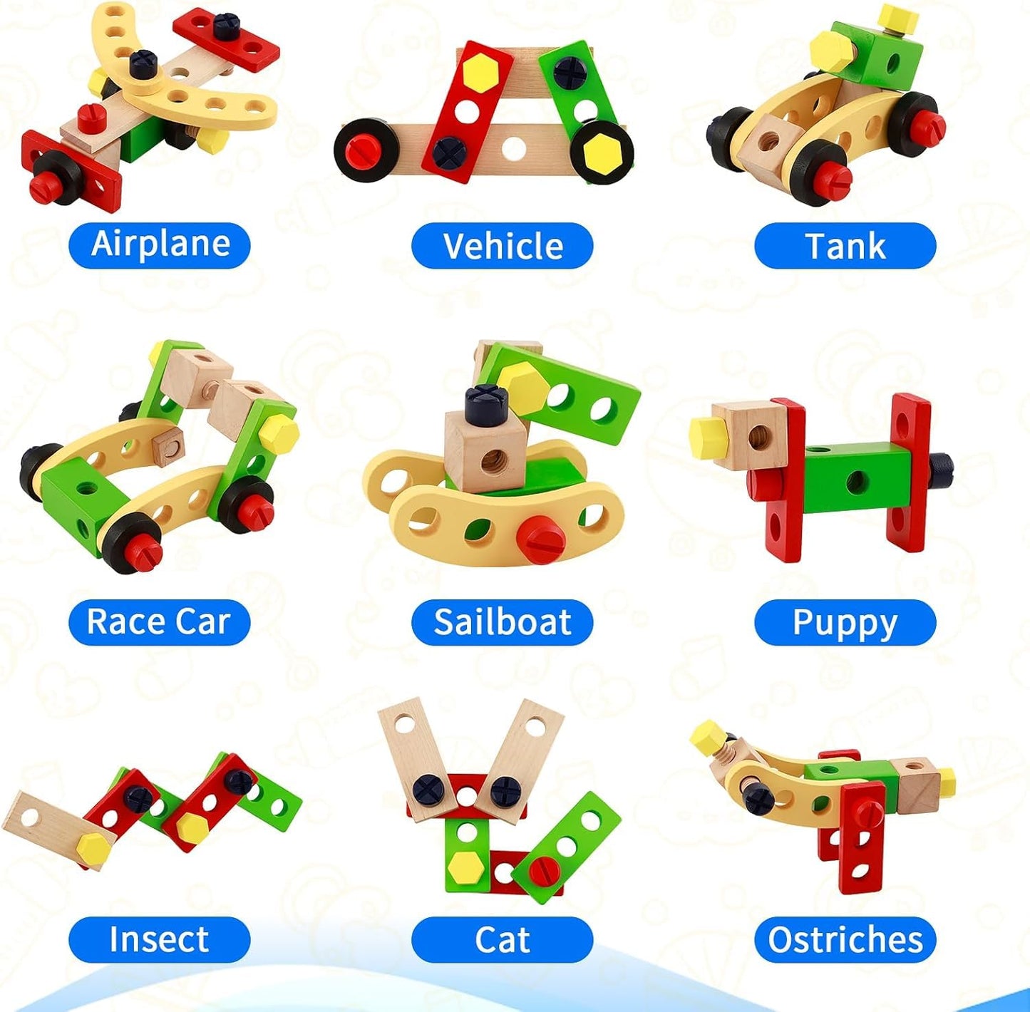 Wooden Tool Kit for Kids | 34 Pcs | Montessori STEM (Ages 3-7)