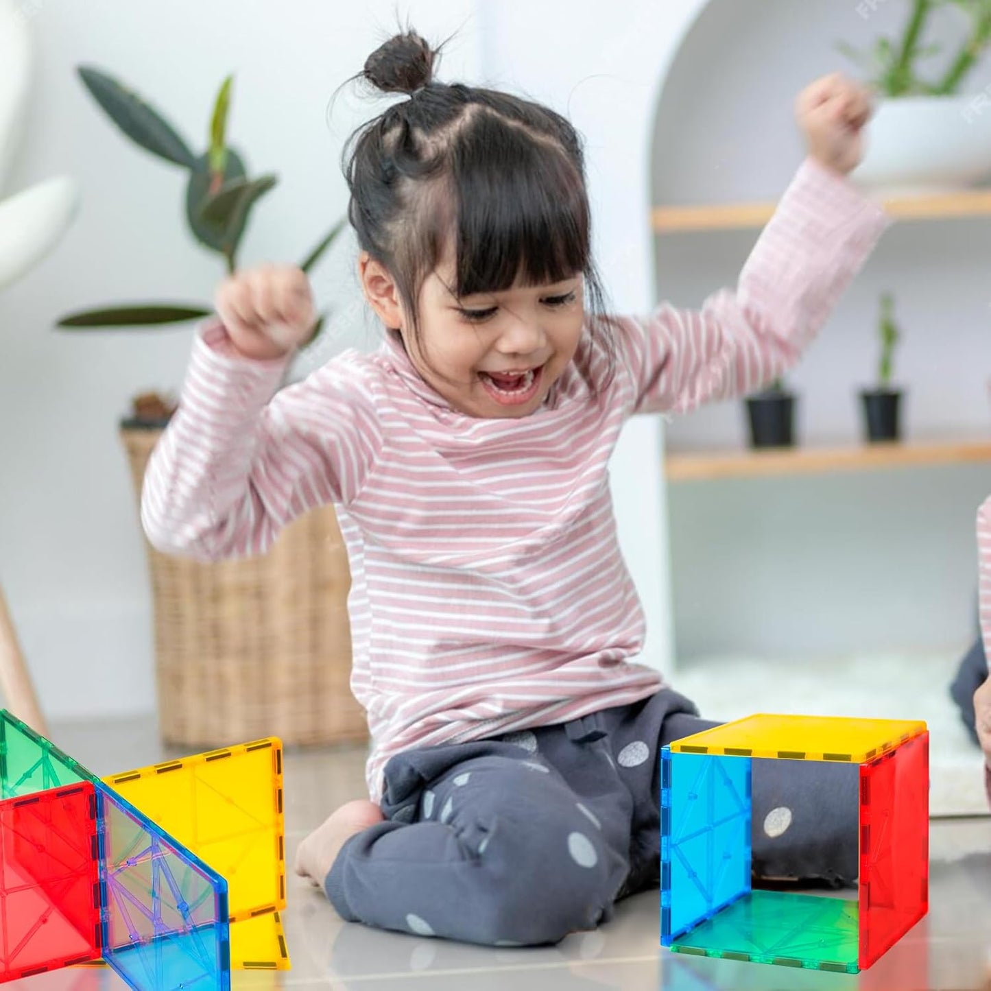 Large Square Magnetic Tiles 4 Pcs — Compatible Expansion Set for Kids