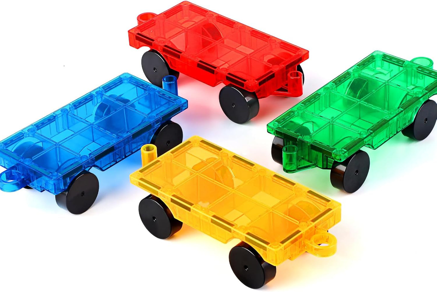 Magnetic Tiles Car Chassis 4 Pcs — Compatible Add-On Set | Random Colours (Ages 3-7)