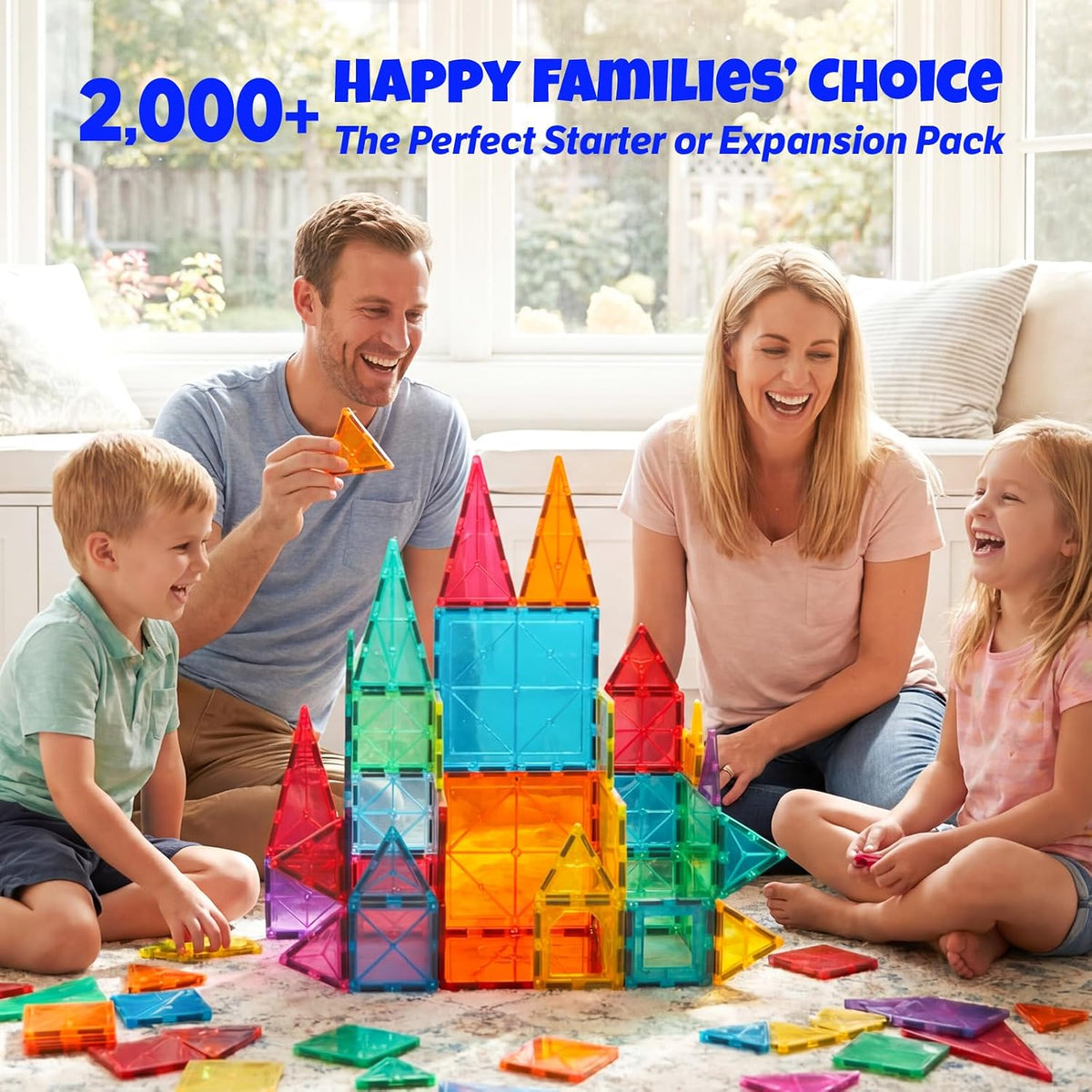 Large square magnetic tiles 4 pcs expansion set – view 4