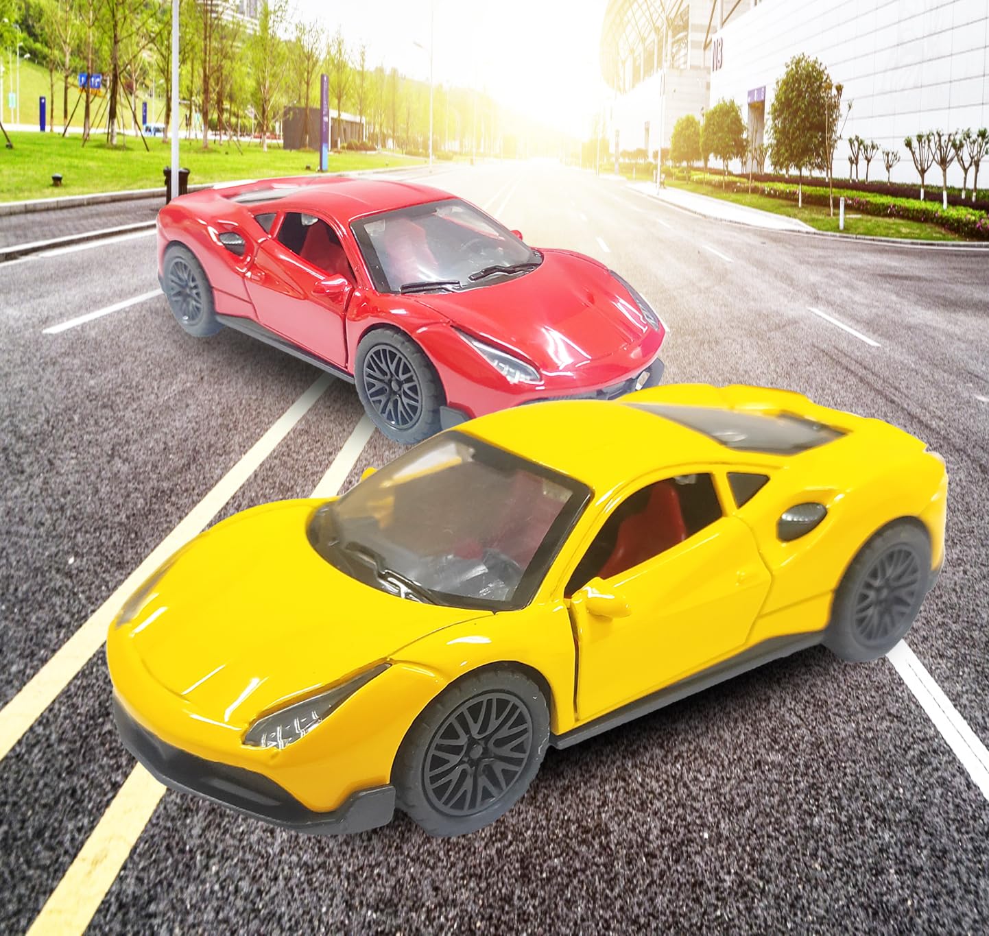 Ferrari 1:36 Die-Cast Metal Toy Car — Yellow & Red | Pull Back