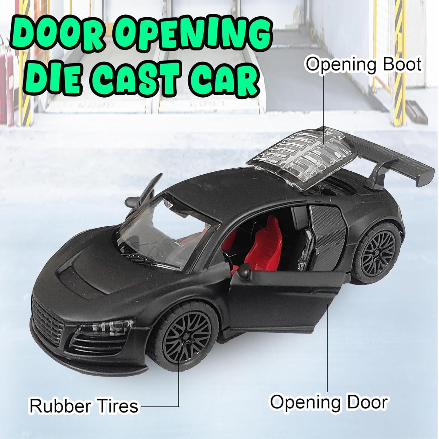 Nissan GTR 1:36 Die-Cast Metal Toy Car — Lights, Music & Pull-Back (Ages 3-7)