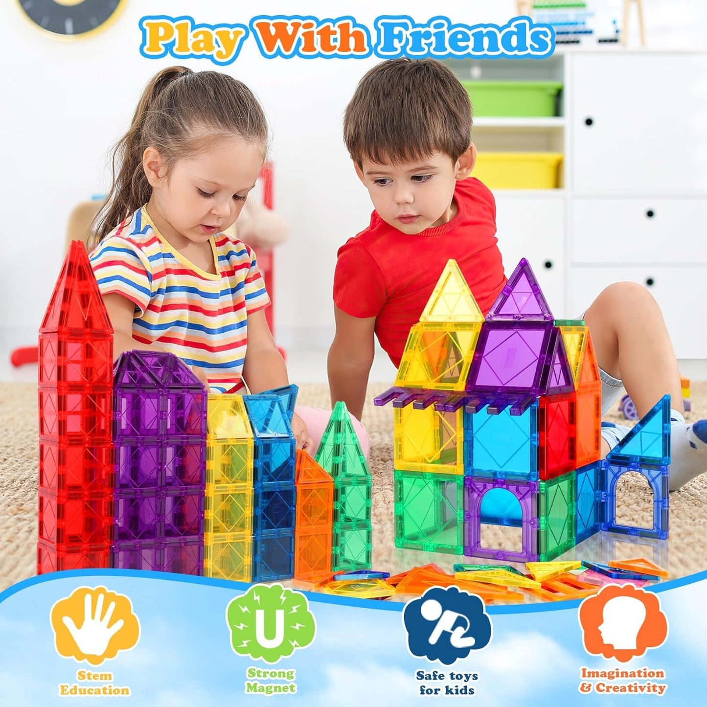 Magnetic Tiles 21 Pcs — STEM Building Set for Kids Ages 3–8