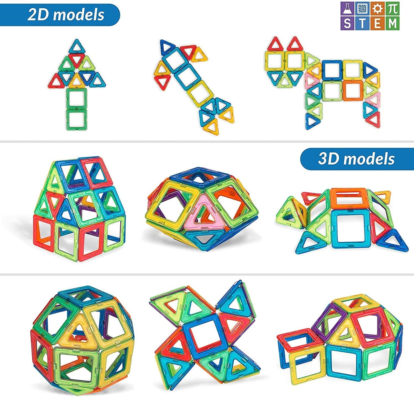 Mini Magnetic Tiles 60 Pcs — Candy Colour STEM Building Set for Kids