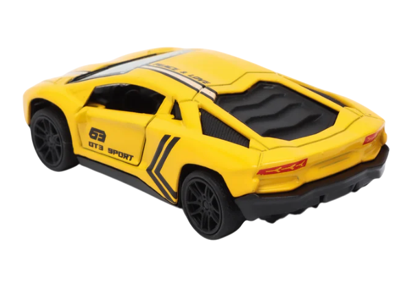 Ferrari 1:43 Die-Cast Metal Toy Car — Pull Back & Openable Doors | Red & Yellow (Ages 3-7)
