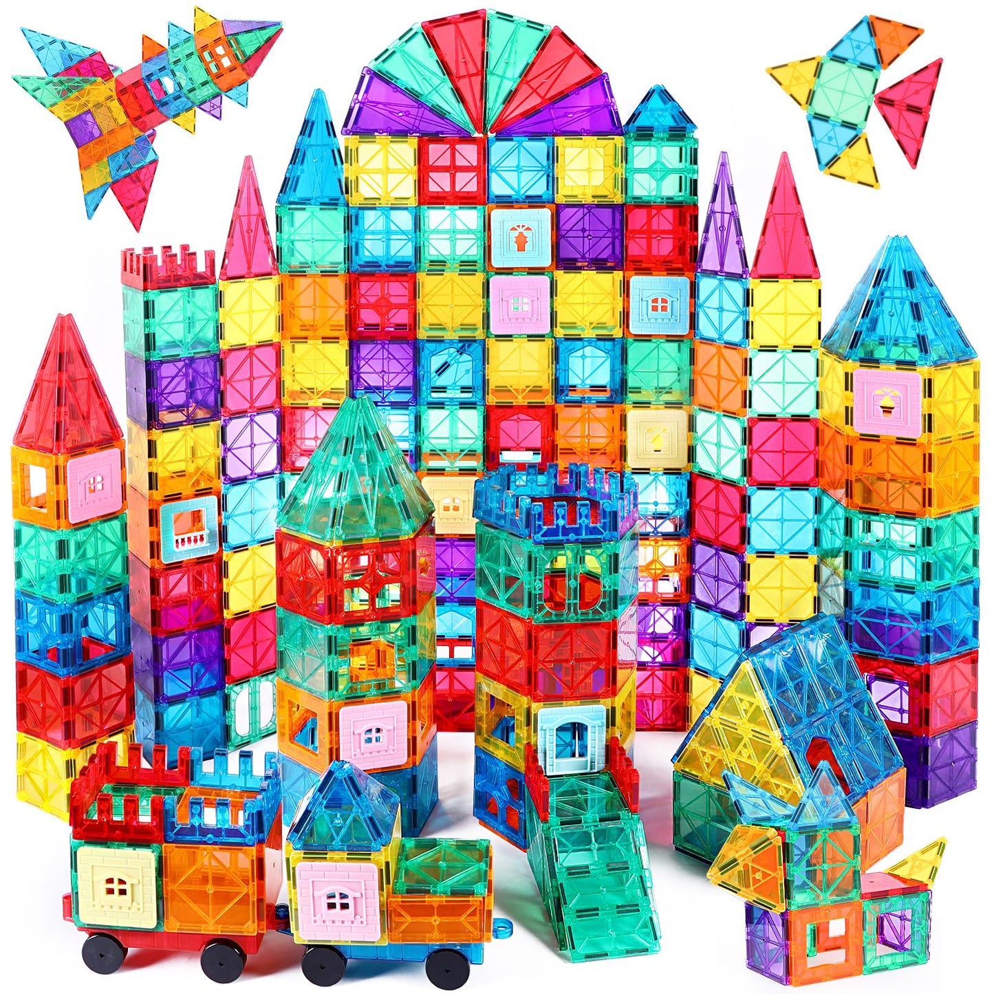 Magnetic Tiles 100 Pcs with 2 car chassis — STEM Building Set for Kids Ages 3–7