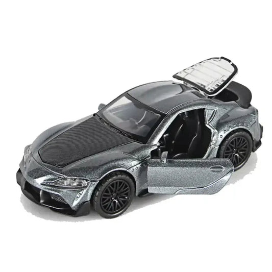 Toyota Supra 1:36 Die-Cast Metal Toy Car — Gray & Yellow