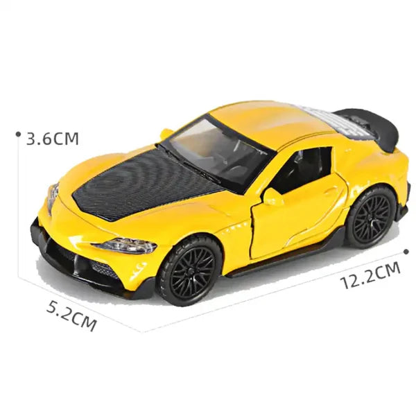 Toyota Supra 1:36 Die-Cast Metal Toy Car — Yellow & Gray