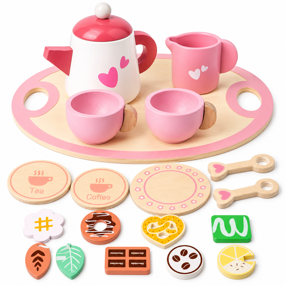 Danish Noble Wooden Afternoon Tea Party Toy Set – Pretend Play for Kids 3+