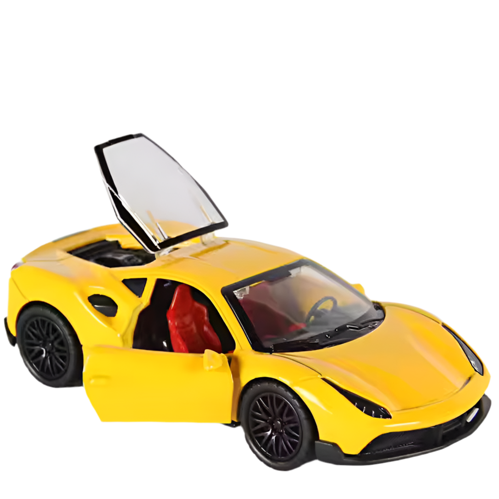 Ferrari 1:36 Die-Cast Metal Toy Car — Yellow & Red | Pull Back