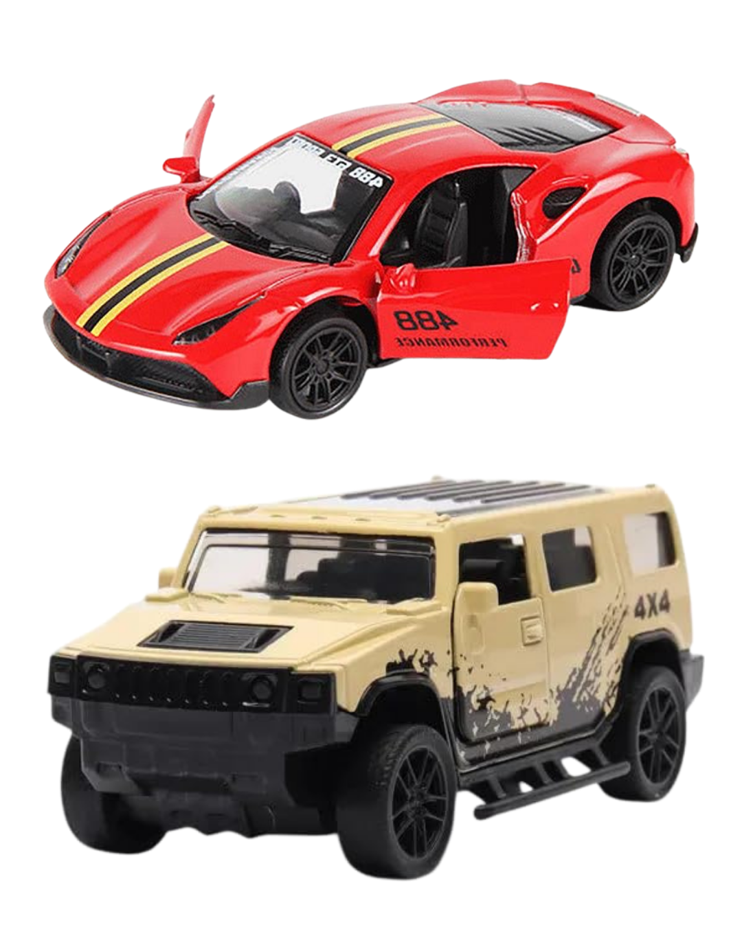 Ferrari & Hummer Die-Cast Pull Back Cars (Ages 3-7)