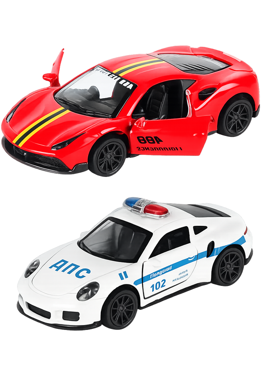 Die-Cast Cars | Ferrari & Porsche Police | Pull Back (Ages 3-7)