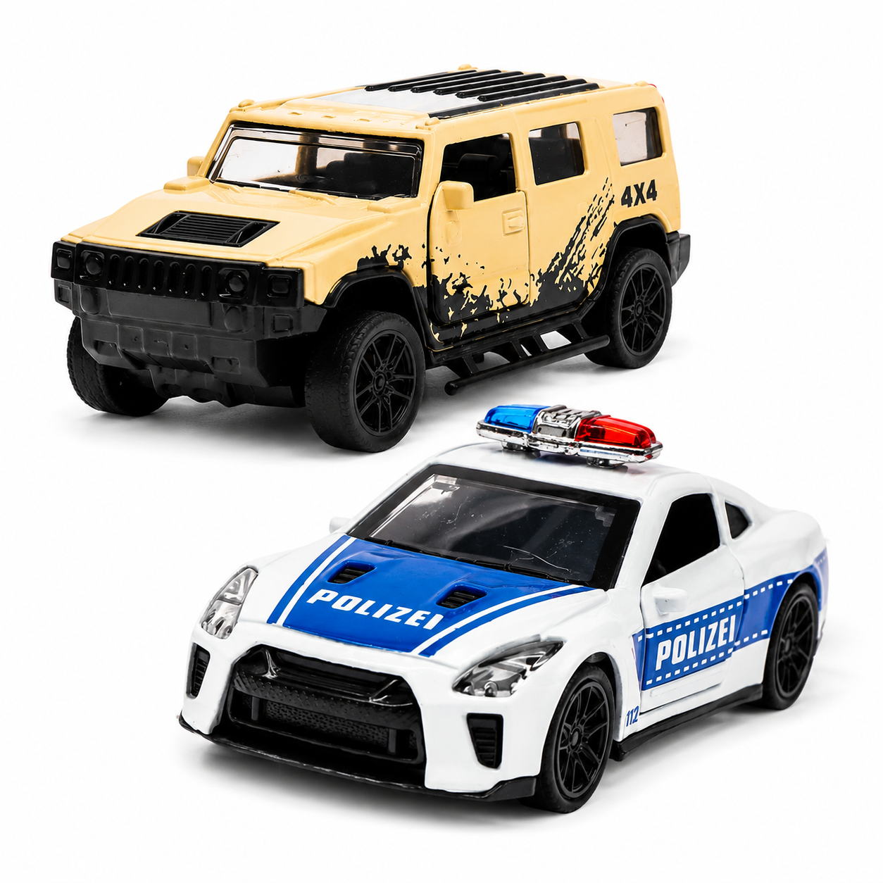 Die-Cast Hummer & Polizei GT-R Combo | Pull Back Cars (Ages 3-7)