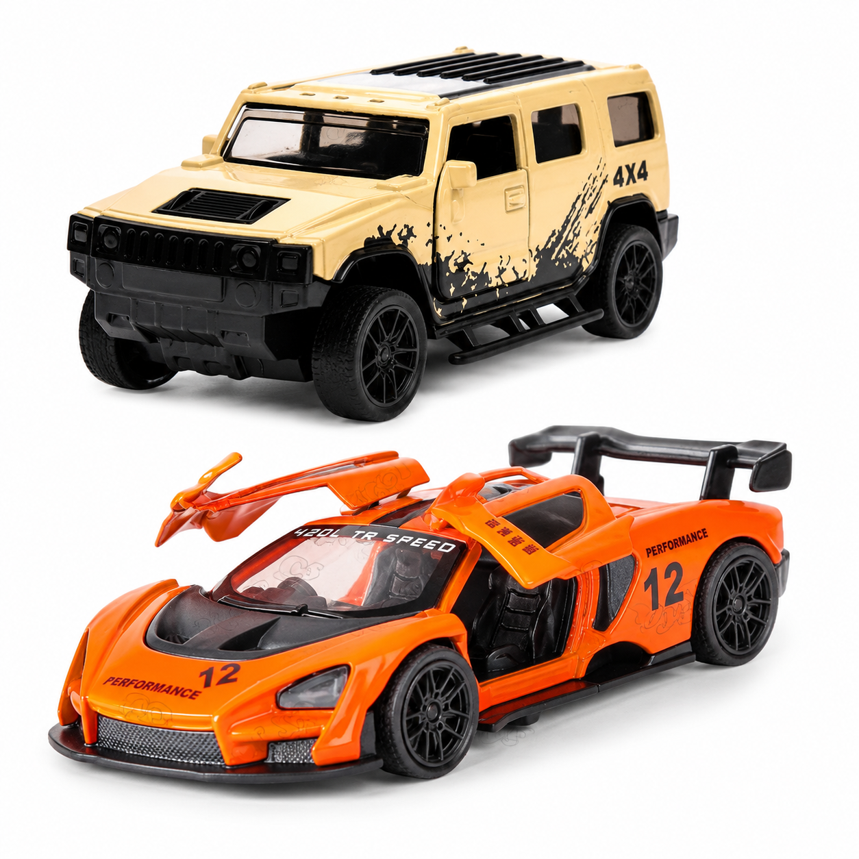 Die-Cast Hummer & McLaren Racer Combo | Pull Back Cars (Ages 3-7)