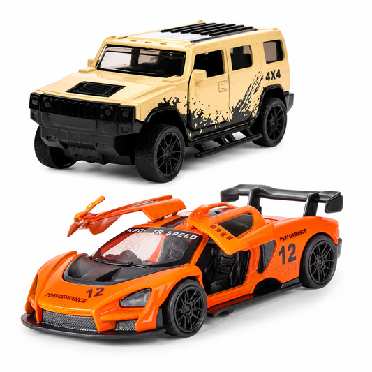 Die-Cast Hummer & McLaren Racer Combo | Pull Back Cars (Ages 3-7)