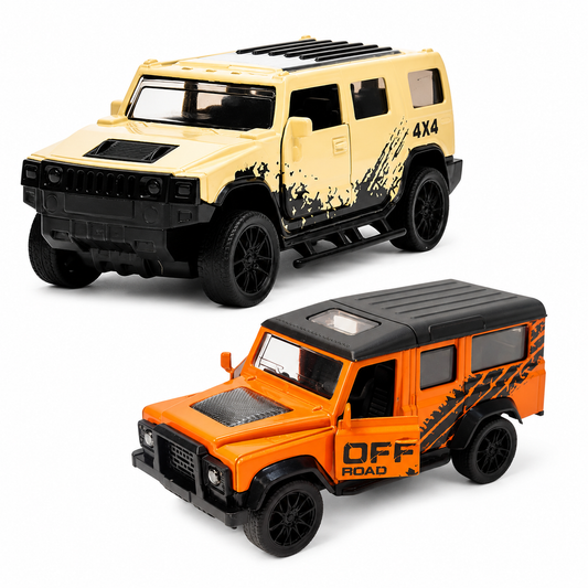 Die-Cast Hummer & Land Rover Defender Combo | Pull Back (Ages 3-7)