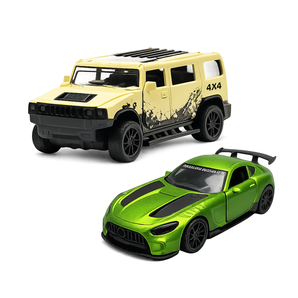 Die-Cast Hummer & AMG GT Combo | Pull Back Toy Cars (Ages 3-7)