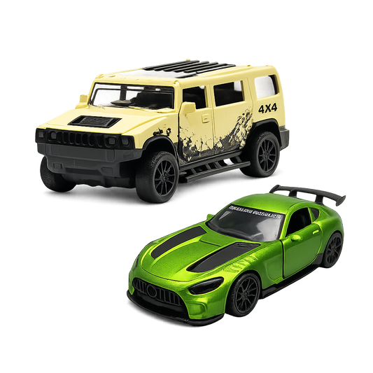 Die-Cast Hummer & AMG GT Combo | Pull Back Toy Cars (Ages 3-7)