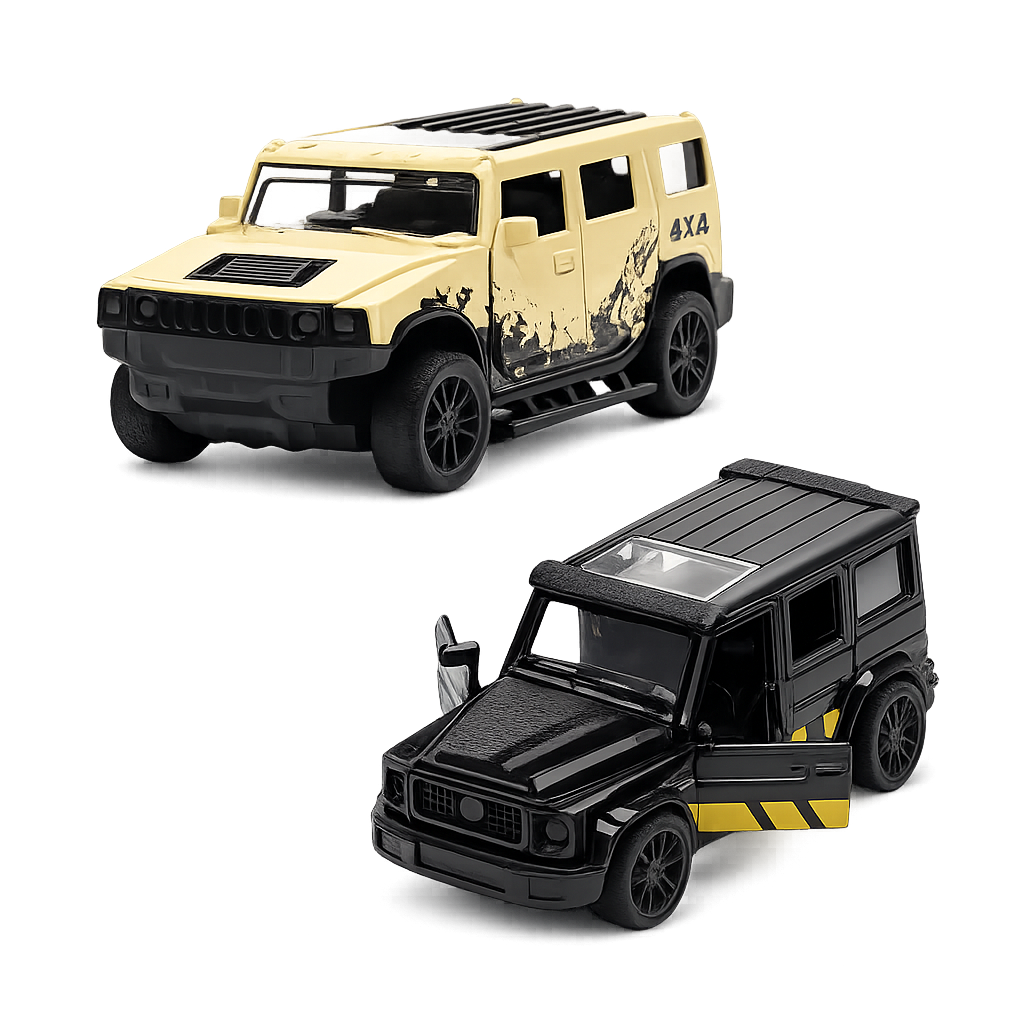 Die-Cast Hummer & G-Wagon Combo | Pull Back Toy Cars (Ages 3-7)